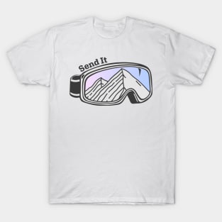 Sunset Mountain Ski Goggles | Send It T-Shirt